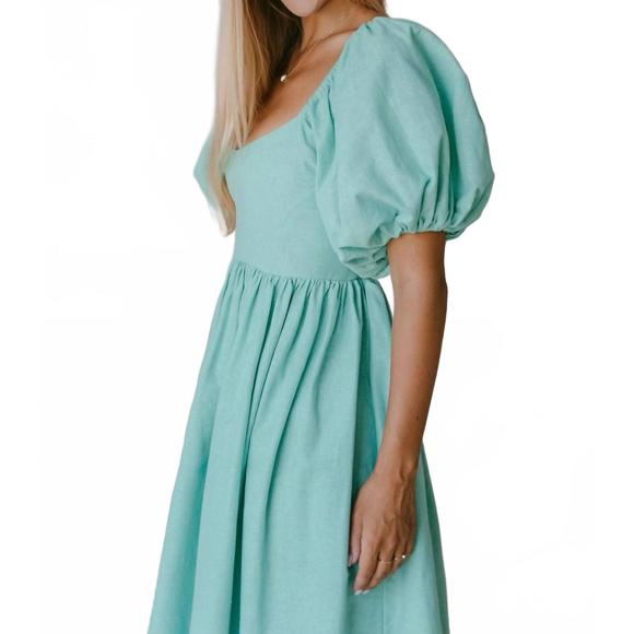 NEW BALI ELF cherie puff sleeve midi dress in tosca - Picture 4 of 6